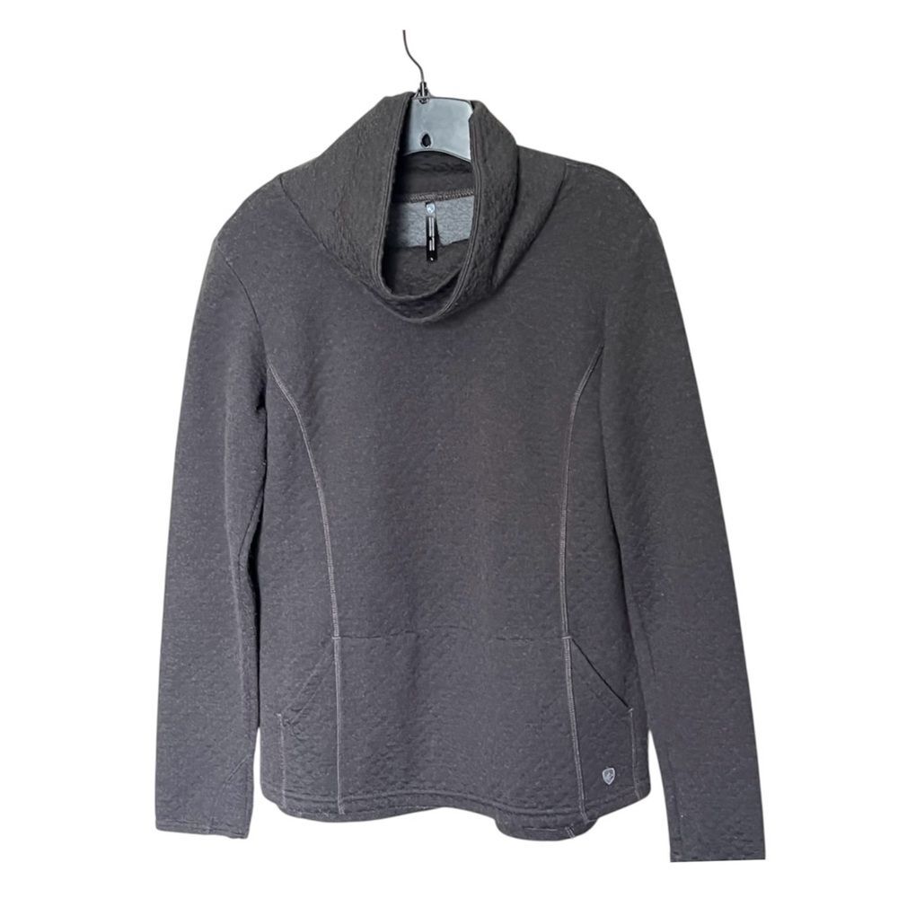 Kuhl Athena Gray Pullover Long Sleeve Shirt Top with Cowl Neck Size Large